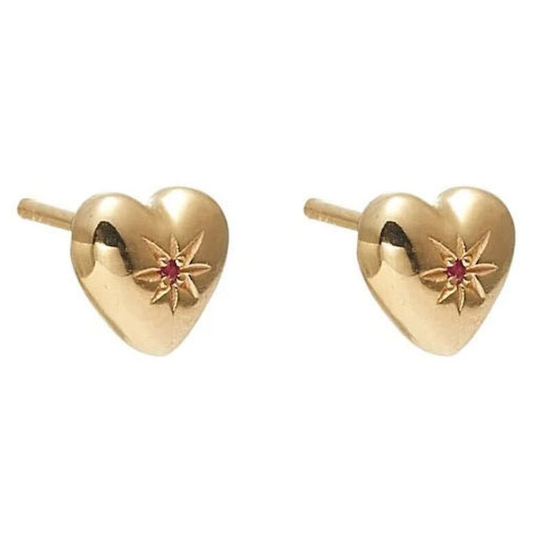 Silk & Steel Petite Puffed Heart Studs image number 0